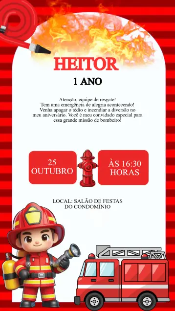 Invite Firefighter Birthday Invitation editable and customizable