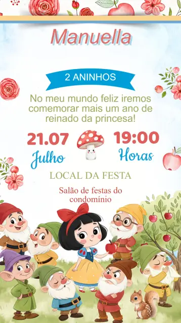 Invite Snow White Birthday Invitation editable and customizable