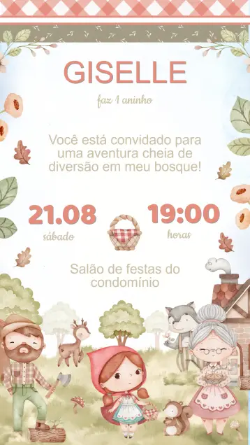 Invitación Invitación Cumpleaños Caperucita Roja editable y personalizable