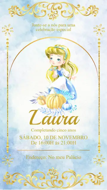Convite Convite Aniversário Cinderela – tema aniversário infantil