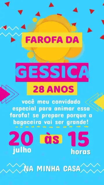 Convite Convite Aniversário Farofa da gkay editável e personalizável