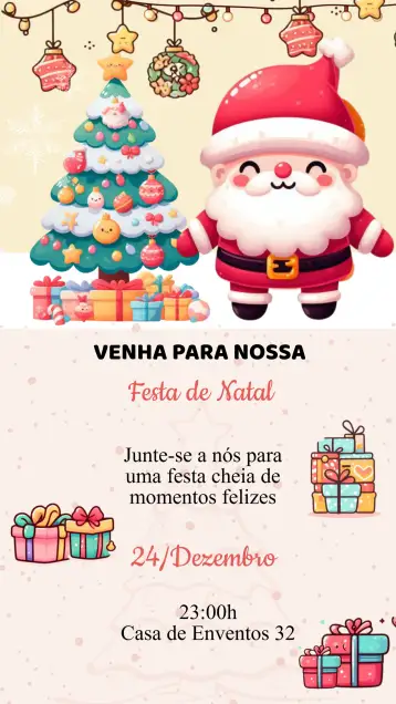 Convite Invitación Cumpleaños Fiesta de Navidad para cumpleaños en celebración de la navidad. – tema fechas conmemorativas (navideño, festivo, brillo dorado, estilo moderno, colores vibrantes, elementos clásicos)
