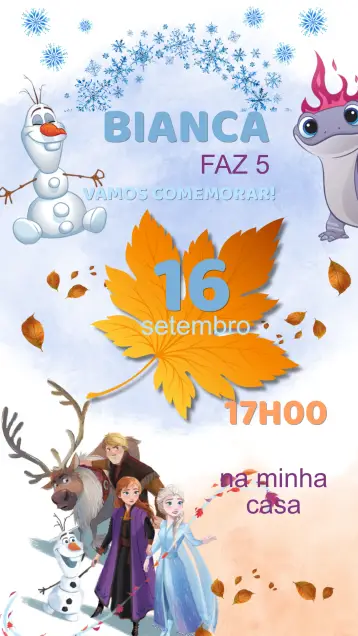 Convite Convite Aniversário Frozen editável e personalizável