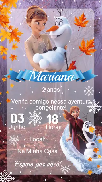 Convite Convite Aniversário Frozen Ana – tema aniversário infantil
