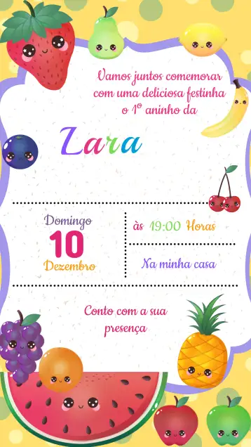 Convite Convite Aniversário Frutas – tema aniversário infantil