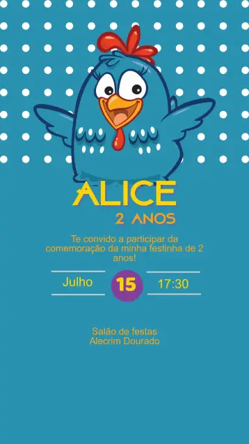 Invitación Invitación Cumpleaños Gallina Pintadita editable y personalizable