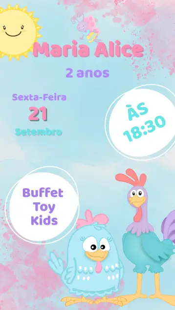 Invitación Invitación Cumpleaños Gallina Pintadita editable y personalizable