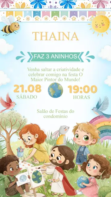 Invite Jesus and the Children Birthday Invitation editable and customizable