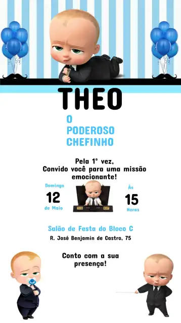 Convite Convite Aniversário O PODEROSO CHEFINHO editável e personalizável