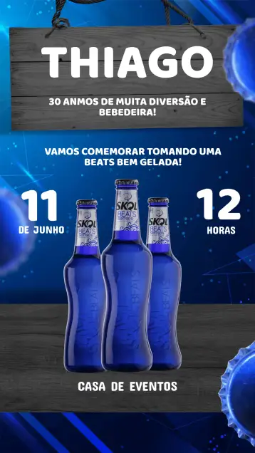 Convite Convite Aniversário Skol Beats – tema aniversário