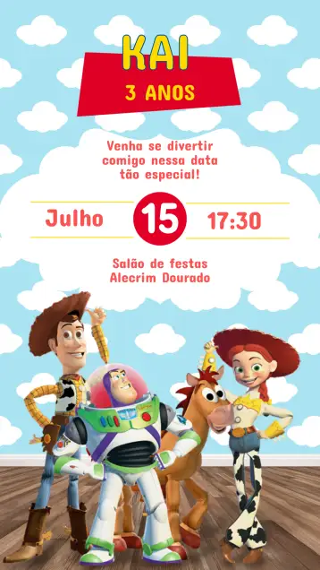 Convite Convite Aniversário Toy Story – tema aniversário infantil
