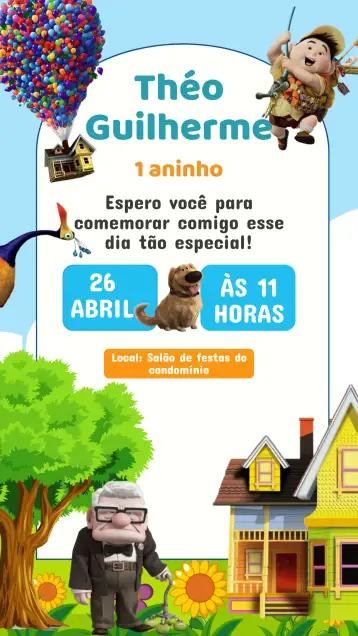 Convite Convite Aniversário UP Altas Aventuras – tema aniversário infantil