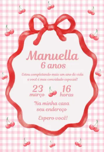 Convite Convite cerejinha 2 editável e personalizável
