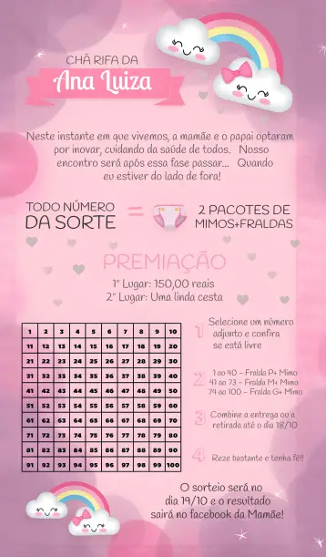 Invite Tea Raffle Rain of Love Girl editable and customizable