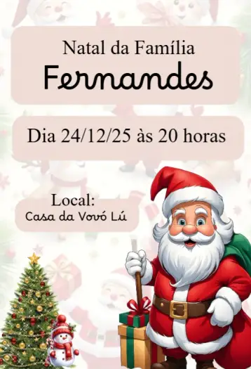 Convite Convite de Natal para celebrações natalinas, como festas em família ou confraternizações. – tema datas comemorativas (vermelho e verde, branco e dourado, minimalista, vintage, neve, ilustrações natalinas)