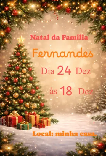 Convite Convite de Natal para celebrações natalinas com amigos e família. – tema datas comemorativas (dourado, vermelho, verde, minimalista, vintage, festivo)