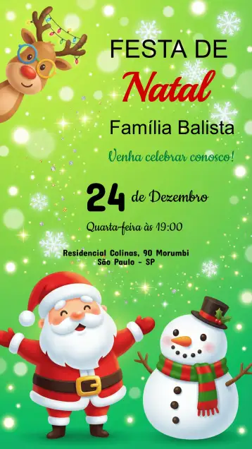 Convite Convite festa de Natal para festa de natal com amigos e família. – tema datas comemorativas (colorido, festivo, tradicional, vintage, minimalista, moderno)