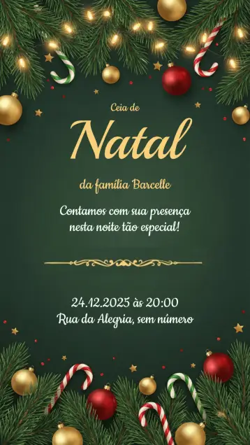 Convite Convite festa de Natal para festa de natal com amigos e familiares. – tema datas comemorativas (vermelho e verde, dourado, minimalista, vintage, moderno, divertido)