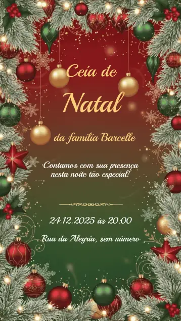 Convite Convite Festa de Natal para festa de natal – tema datas comemorativas (vermelho e verde, dourado, minimalista, vintage, moderno)