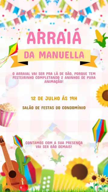 Convite Convite FESTA JUNINA editável e personalizável