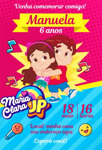 Convite Convite Maria Clara e JP – tema aniversário