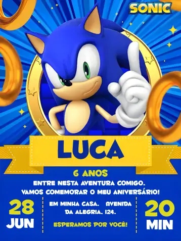 Invite Covnite Sonic Game Invite editable and customizable