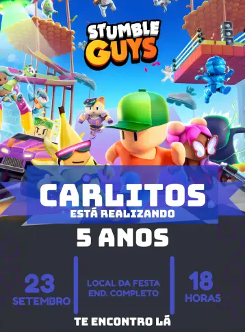 Invite Covnite Stumble Guys Kids Invitation editable and customizable