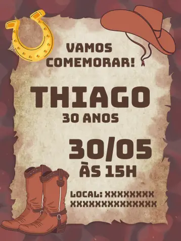 Invite Cowboy Man editable and customizable