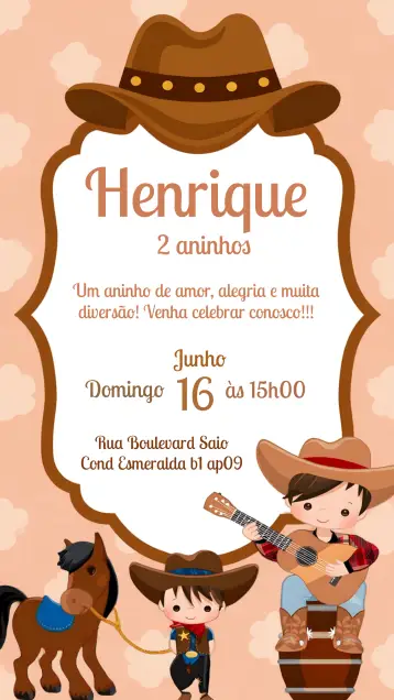 Invite Cowboy Boy editable and customizable