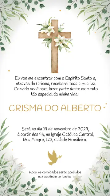 Invite Confirmation Saint editable and customizable