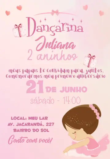 Invitación De la Bailarina Corazón editable y personalizable