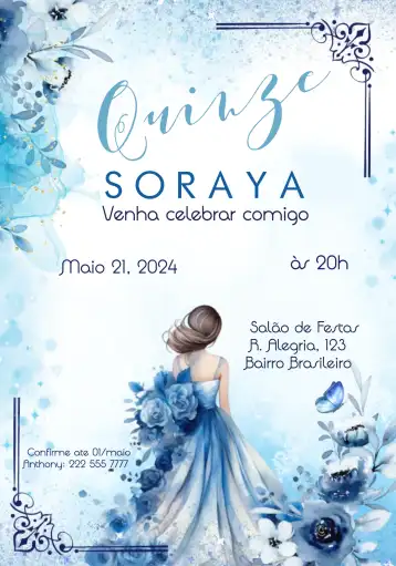 Convite De 15 Anos Princesa Debutante editável e personalizável