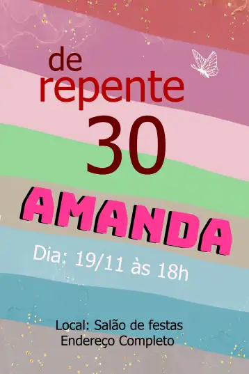 Convite De Repente 30 Vermelho editável e personalizável