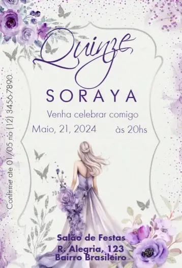 Convite Debutante 15 anos para festa de 15 anos em comemoração ao debut de uma jovem. – tema 15 anos (azul, elegante, moderno, brilhante, romântico, clássico)