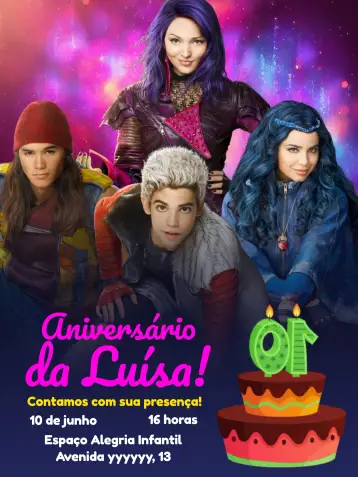 Convite Descendentes Bolo editável e personalizável