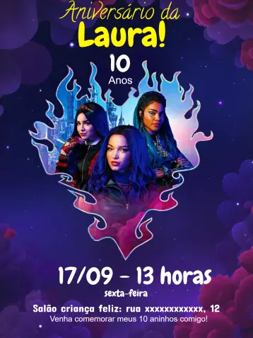 Invite Descendants Heart editable and customizable