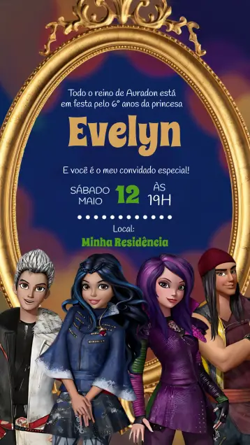 Invitación Descendientes Malos editable y personalizable