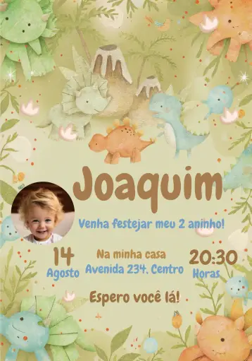 Invite Dino Baby With Blue Photo editable and customizable