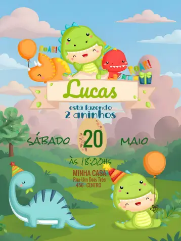 Invitación Dino Baby Dinosaurios editable y personalizable