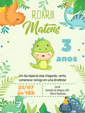 Invite Dinosaur Baby Jungle editable and customizable