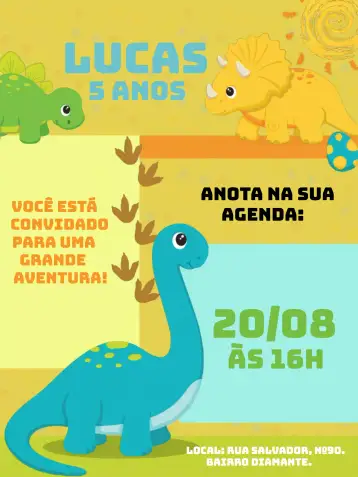 Convite Dinosaurio Negro para cumpleaños infantil con temática de dinosaurios. – tema más buscados (jurásico, colorido, divertido, moderno, infantil)