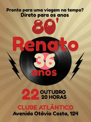 Convite Disco Retro 80s Vintage Party para 15th birthday with disco and retro theme – tema sweet 15 (retro, vintage, colorful, disco, 80s, fun)