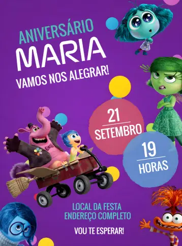 Invite Joy Inside Out 2 editable and customizable