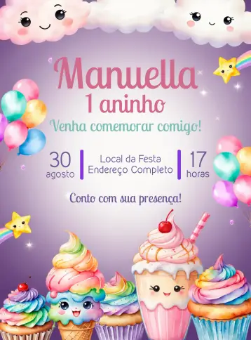 Invite Sweet Cake editable and customizable