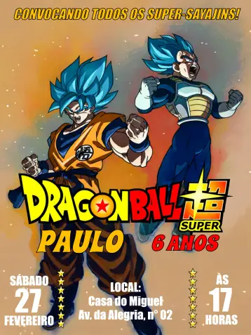 Convite Dragon Ball Super Logo editável e personalizável