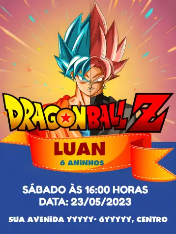 Invitación Dragon Ball Z Multicolor editable y personalizable