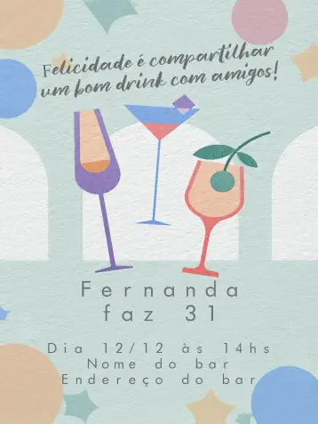 Convite Drink Verde editável e personalizável