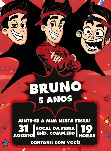 Convite Enaldinho Estrelas para aniversário infantil com tema gamer. – tema mais pesquisados (moderno, gamer, colorido, lúdico, divertido)