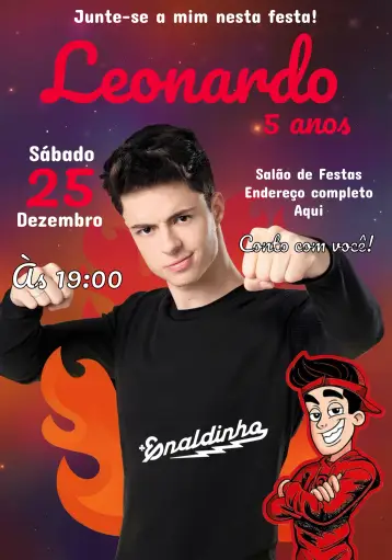 Invitación Enaldinho Youtuber editable y personalizable