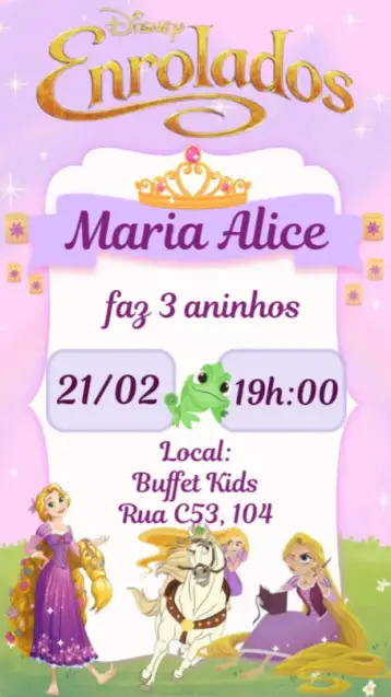 Convite Enrolados editável e personalizável